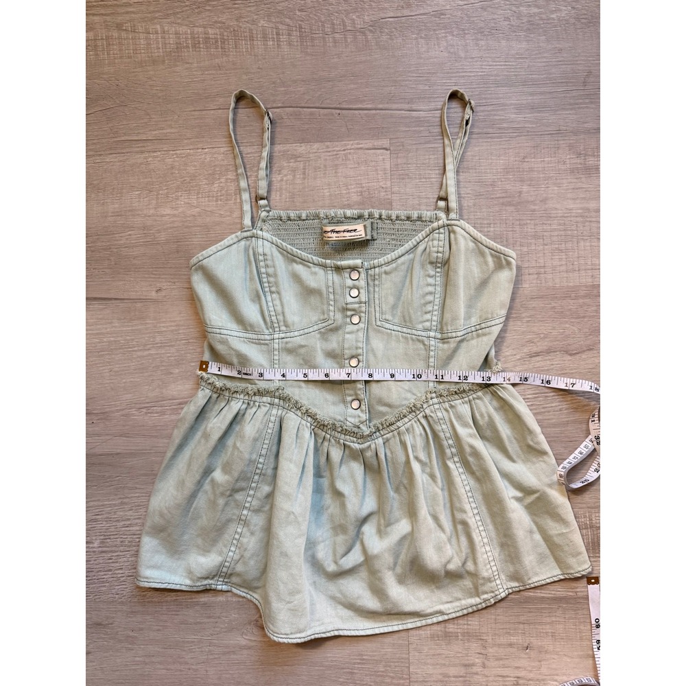 NWOT We The Free Denim Peplum Tank Top Smock Button Front Light Wash Extra Small